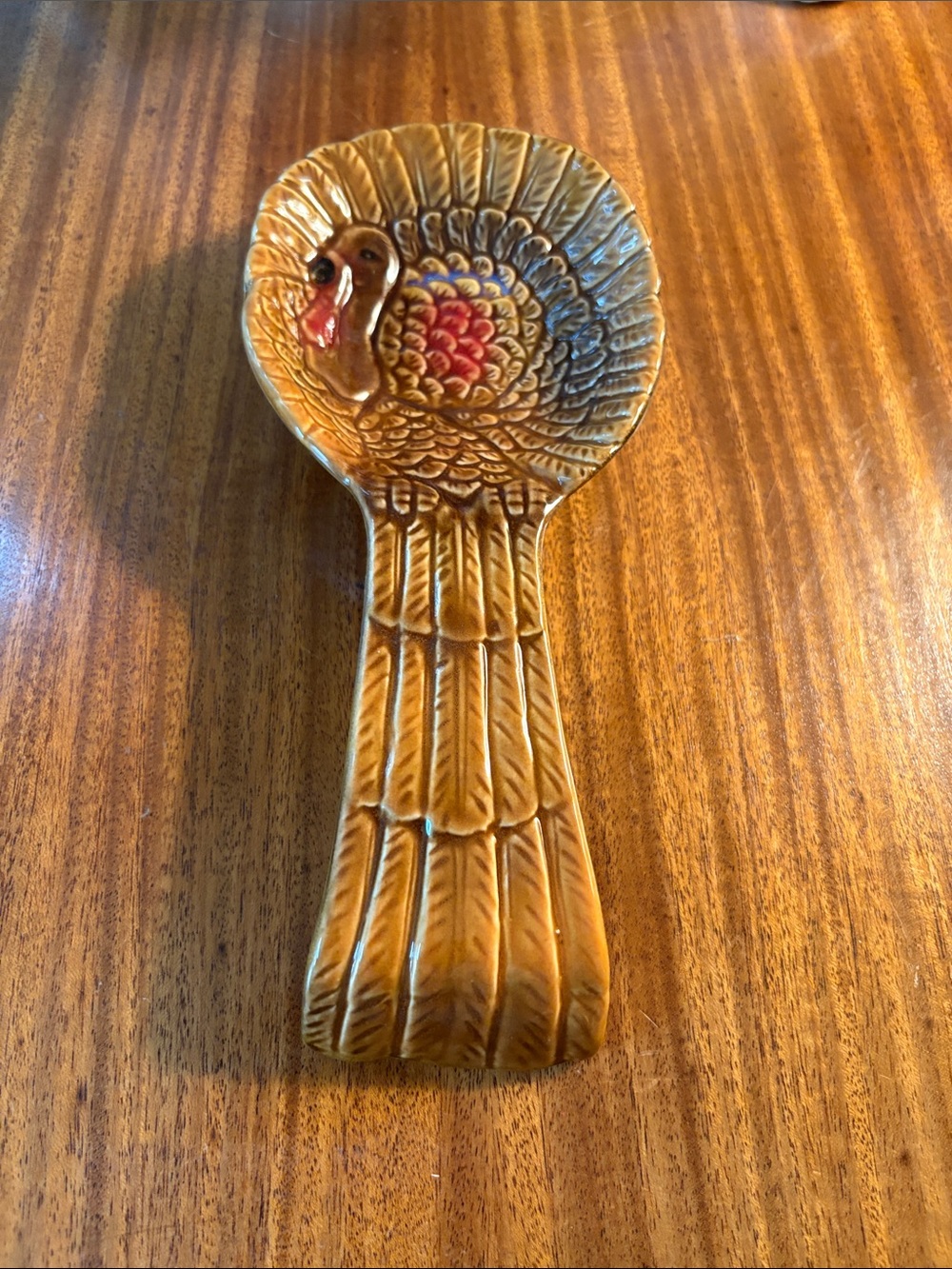 Vintage Turkey Ceramic Spoon Rest in Brown
